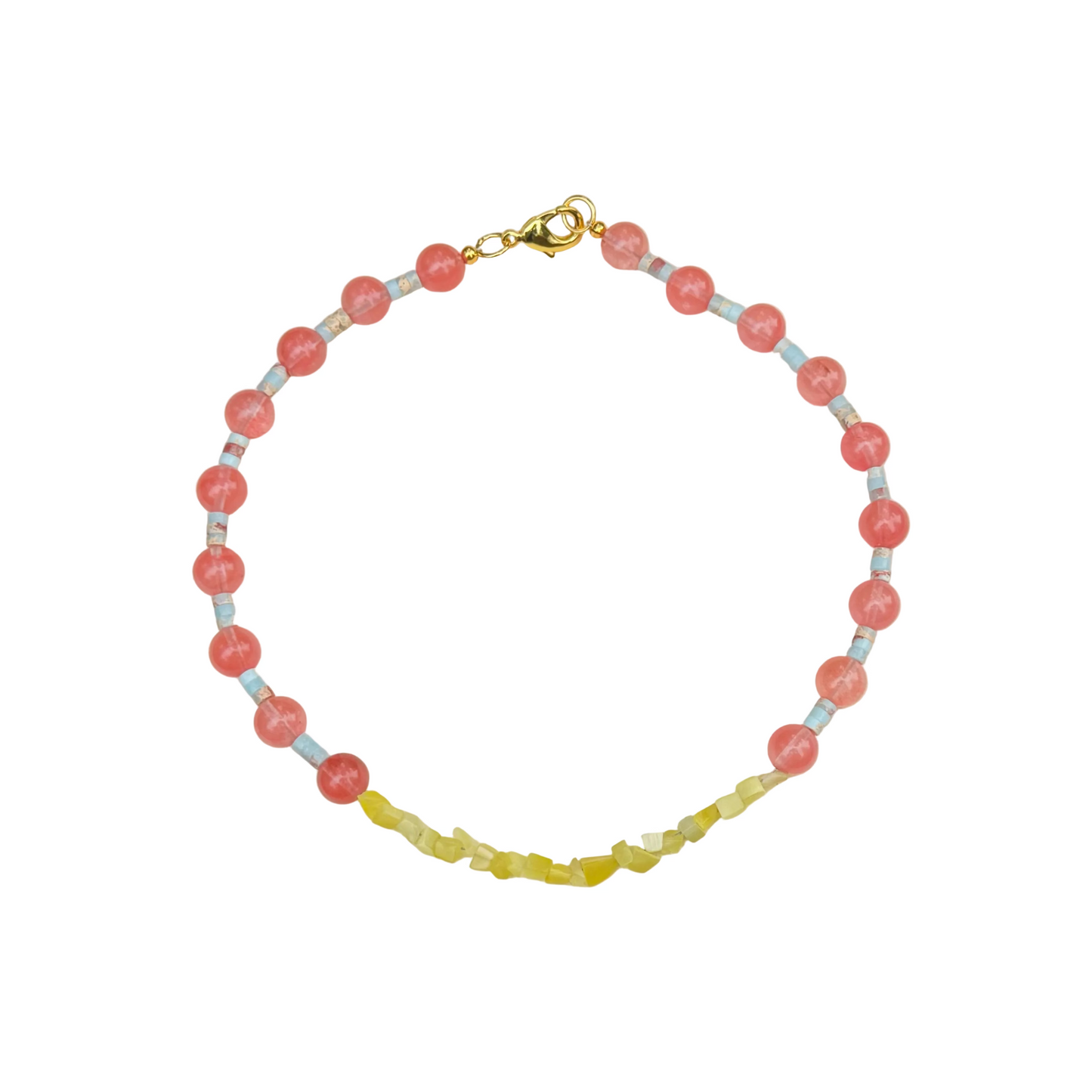 chunky strawberry quartz & sea jasper