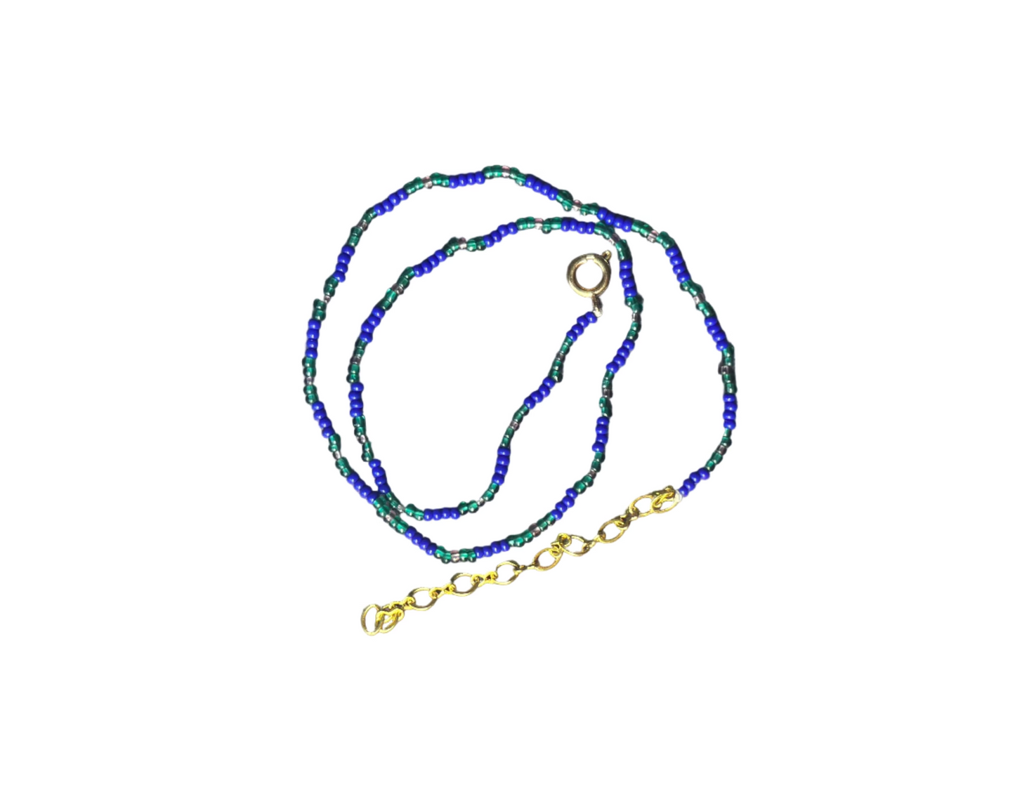 necklace - blue, teal & clear