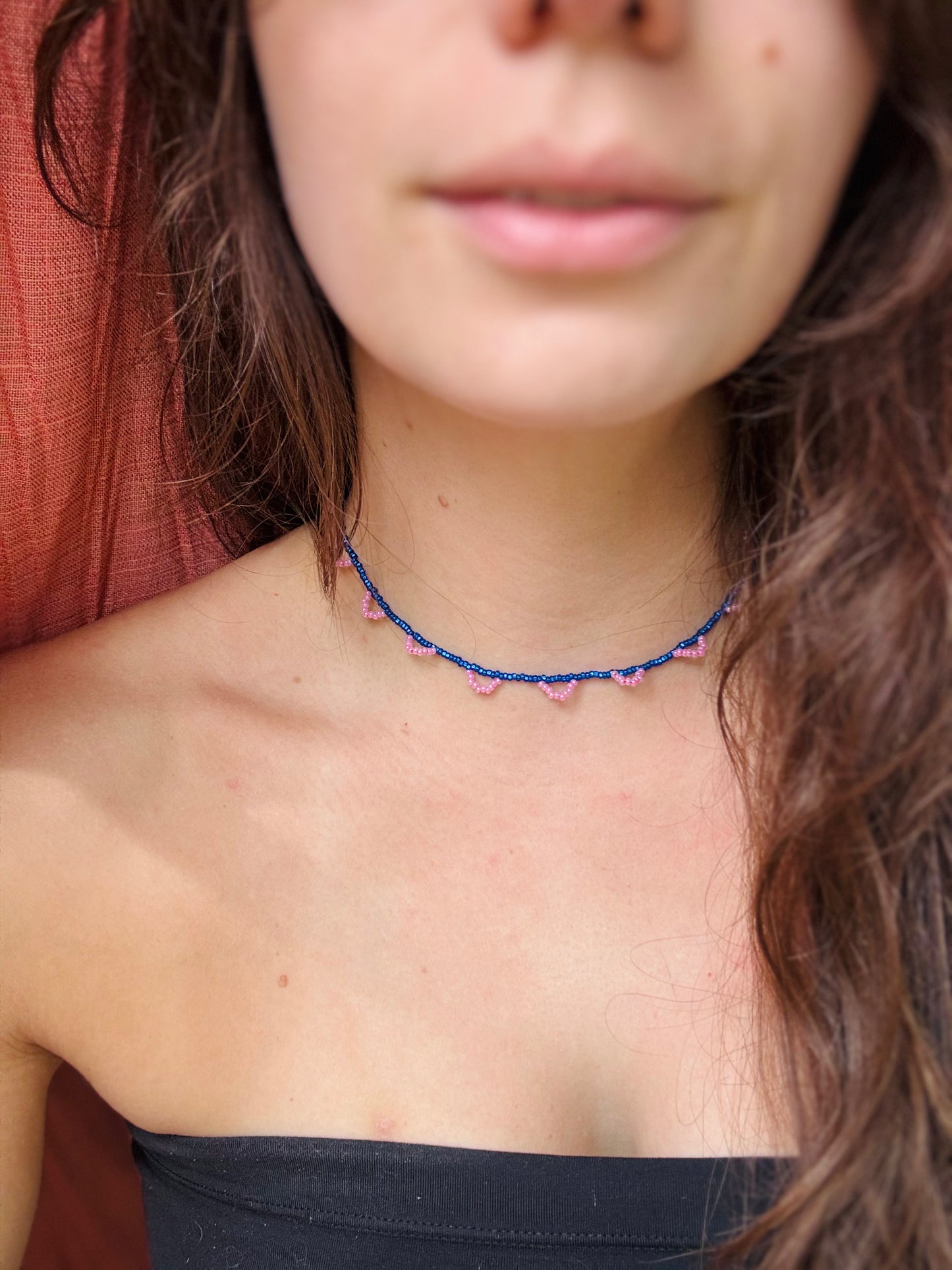 half moon necklace - pink sky