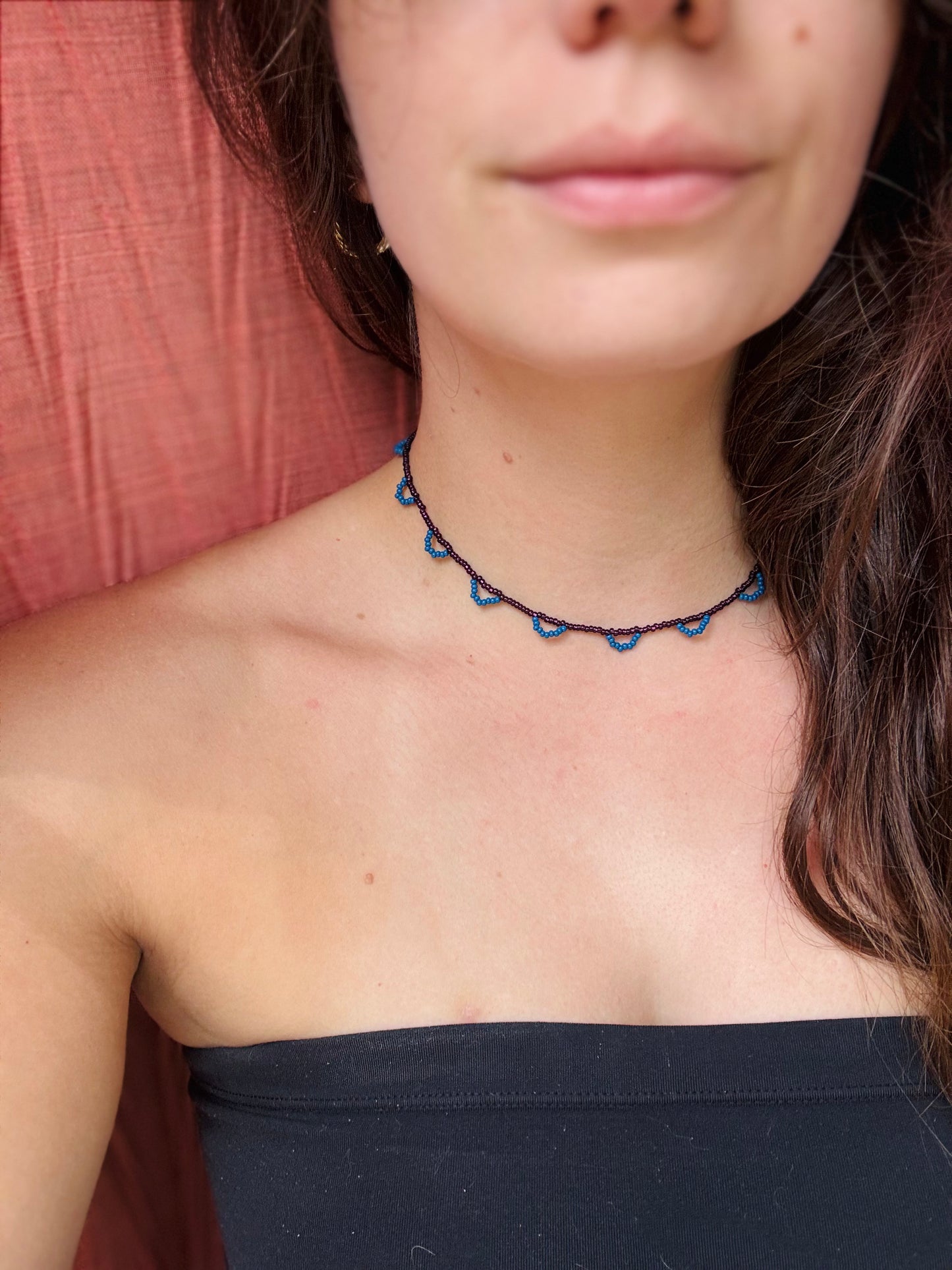 half moon necklace - purple & blue