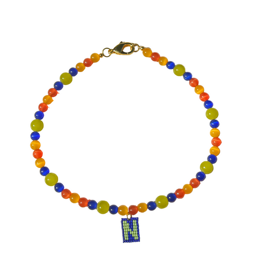 chunky - blue/green/sun with custom initial charm