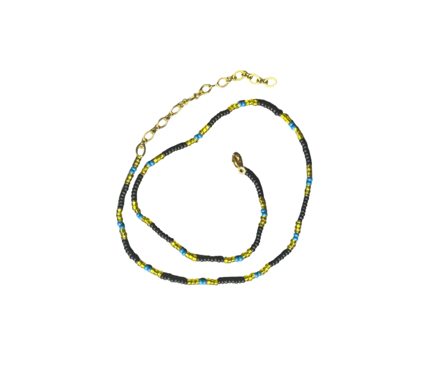 necklace - black, yellow and blue